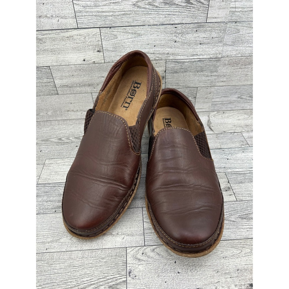 Born Womens Brown Leather Slip On Loafers Comfort Shoes Size US 10 EU 42